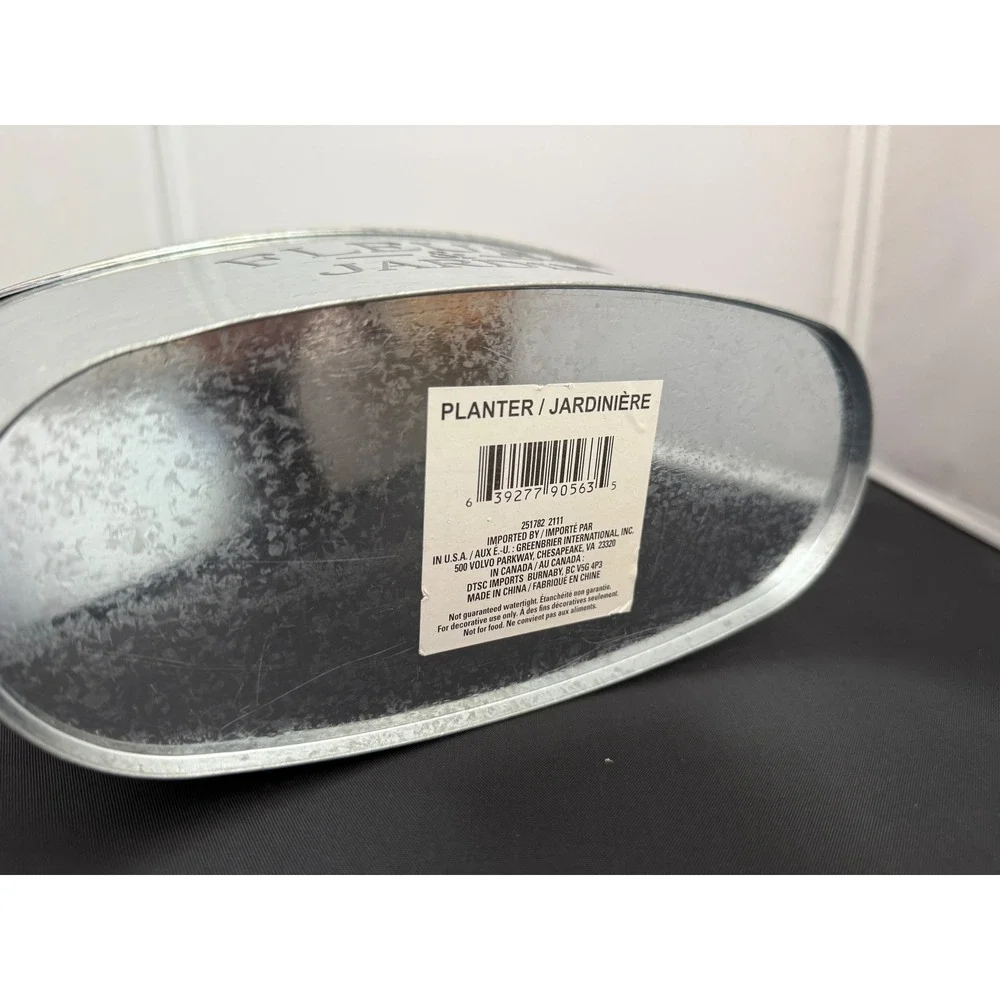 Metal Planter Fleurs &‎ Jardin Galvanized Oval Flower Pot Farmhouse Decor